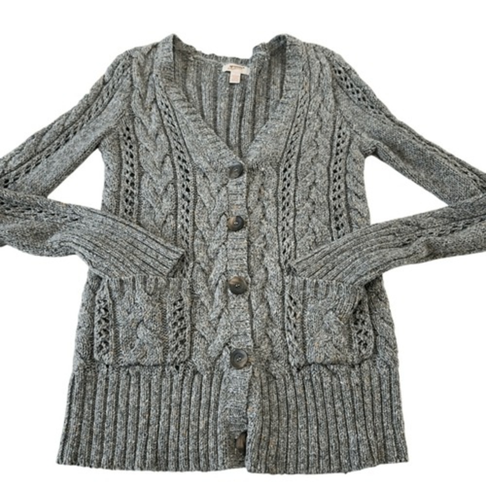 Arizona Y2K Gray Ribbed Knit Grunge Long Cardigan Large